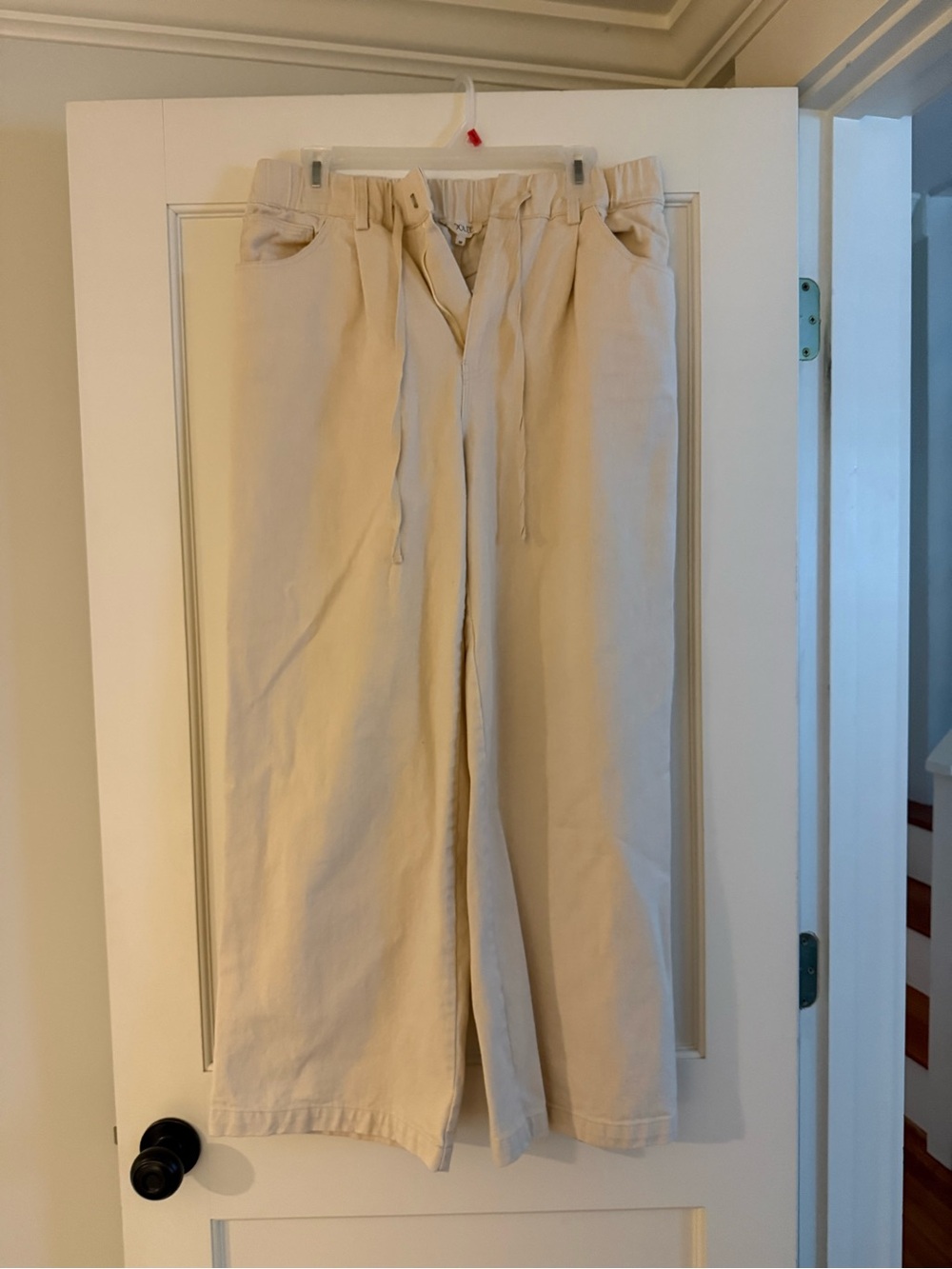 Roolee Cream Wide-Leg Drawstring Pants